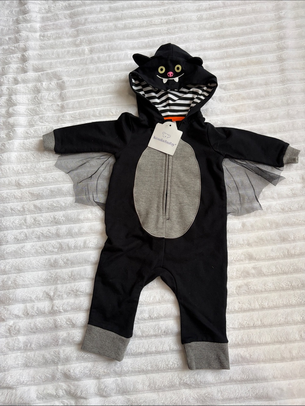 Koala Kids Black and Gray Bat Hooded Costume Romper